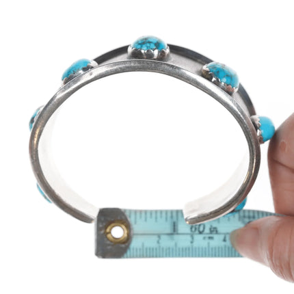 6.5" Vintage M.E. Native American Silver cuff bracelet with turquoise - Estate Fresh Austin