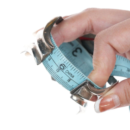 6.5" Vintage Native American Sandcast bracelet with turquoise - Estate Fresh Austin