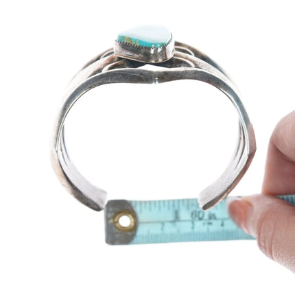 6.5" Vintage Native American Sandcast bracelet with turquoise - Estate Fresh Austin