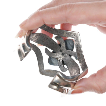 6.5" Vintage Native American Sandcast bracelet with turquoise - Estate Fresh Austin