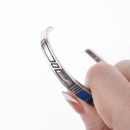 6.5" Vintage Native American silver channel inlay bracelet - Estate Fresh Austin