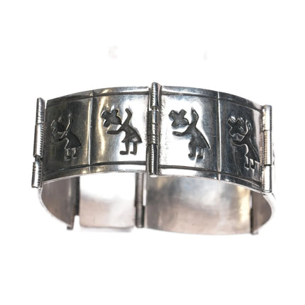6.5" Vintage Native American silver Kachina dancer link bracelet - Estate Fresh Austin
