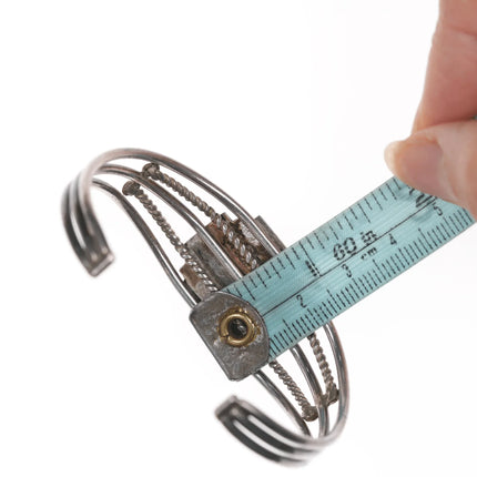 6.5" Vintage Native American silver Maltese Cross cuff bracelet with turquoise - Estate Fresh Austin