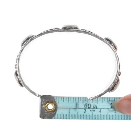 6.5" Vintage Native American silver Mother of pearl cuff bracelet - Estate Fresh Austin