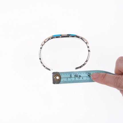 6.5" Vintage Navajo turquoise/shell sterling silver cuff bracelet - Estate Fresh Austin