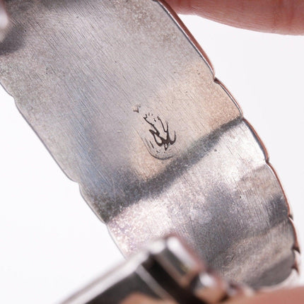 6.5" Vintage Navajo turquoise/shell sterling silver cuff bracelet - Estate Fresh Austin