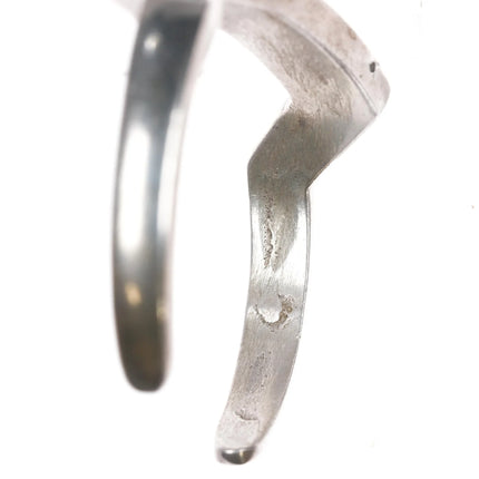 6.5" Vintage Native American silver turquoise channel inlay cuff bracelet - Estate Fresh Austin