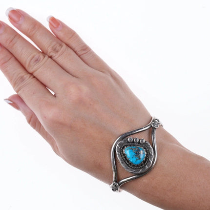 6.5" Vintage Native American sterling and turquoise bracelet - Estate Fresh Austin