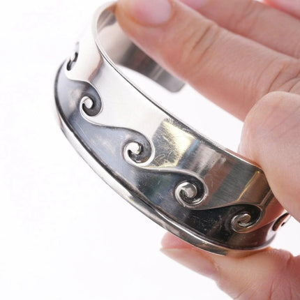 6.5" Vintage Native American Sterling Overlay style bracelet - Estate Fresh Austin