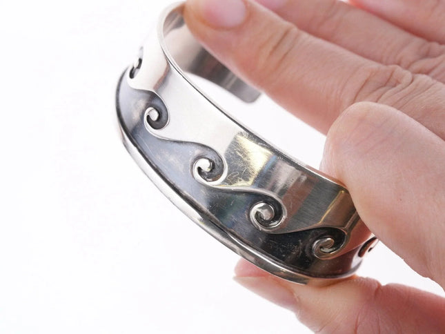 6.5" Vintage Native American Sterling Overlay style bracelet - Estate Fresh Austin