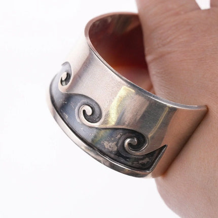 6.5" Vintage Native American Sterling Overlay style bracelet - Estate Fresh Austin