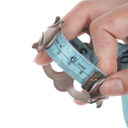 6.5" Vintage Navajo cast silver and turquoise cuff bracelet - Estate Fresh Austin