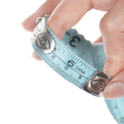6.5" Vintage Navajo curio Hand stamped silver cuff bracelet with snake stampings - Estate Fresh Austin