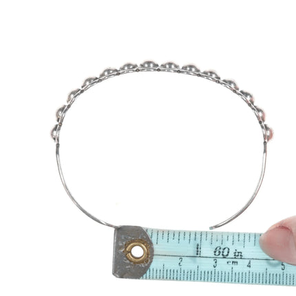 6.5" Vintage Navajo curio Hand stamped silver cuff bracelet with snake stampings - Estate Fresh Austin