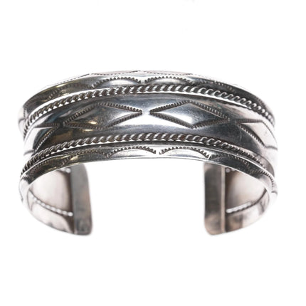 6.5" Vintage Navajo hand stamped carinated twisted wire cuff bracelet - Estate Fresh Austin