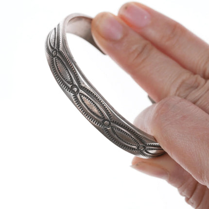 6.5" Vintage Navajo Hand Stamped Sterling Cuff Bracelet - Estate Fresh Austin