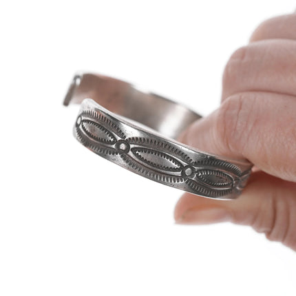 6.5" Vintage Navajo Hand Stamped Sterling Cuff Bracelet - Estate Fresh Austin