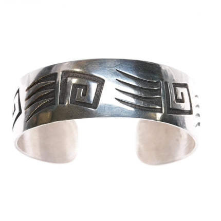 6.5" Vintage Navajo Overlay claw design cuff bracelet sterling - Estate Fresh Austin