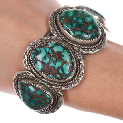 6.5" Vintage Navajo Pilot Mountain turquoise sterling cuff bracelet Jeff James - Estate Fresh Austin