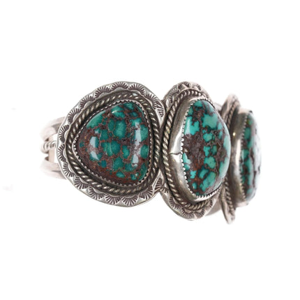 6.5" Vintage Navajo Pilot Mountain turquoise sterling cuff bracelet Jeff James - Estate Fresh Austin
