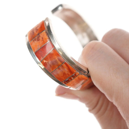 6.5" Vintage Navajo spiny oyster sterling bracelet - Estate Fresh Austin