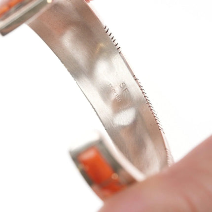 6.5" Vintage Navajo spiny oyster sterling bracelet - Estate Fresh Austin