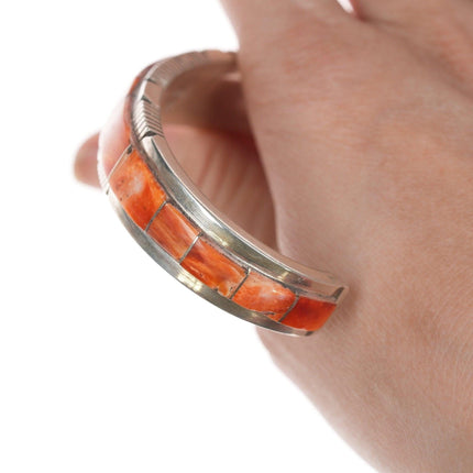 6.5" Vintage Navajo spiny oyster sterling bracelet - Estate Fresh Austin