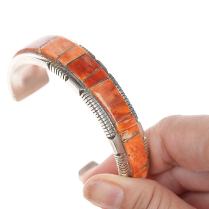 6.5" Vintage Navajo spiny oyster sterling bracelet - Estate Fresh Austin