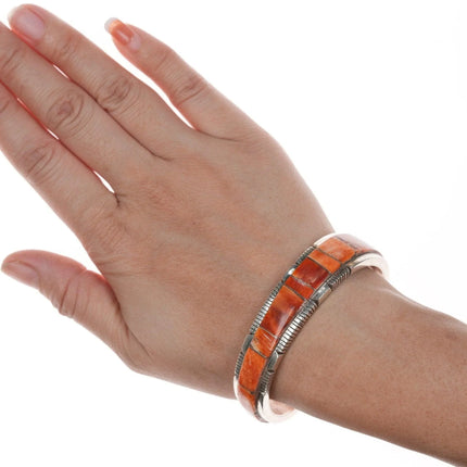 6.5" Vintage Navajo spiny oyster sterling bracelet - Estate Fresh Austin