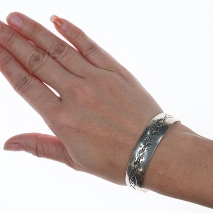 6.5" Vintage Navajo Stamped silver bracelet - Estate Fresh Austin