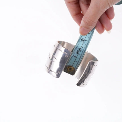 6.5" Vintage Navajo Stamped silver shadowbox bracelet with turquoise and coral - Estate Fresh Austin