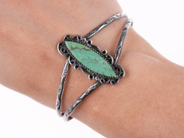 6.5" Vintage Navajo sterling and turquoise bracelet - Estate Fresh Austin