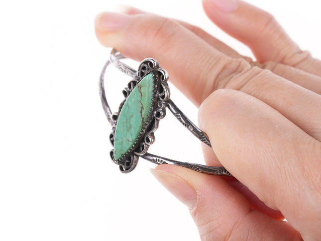 6.5" Vintage Navajo sterling and turquoise bracelet - Estate Fresh Austin