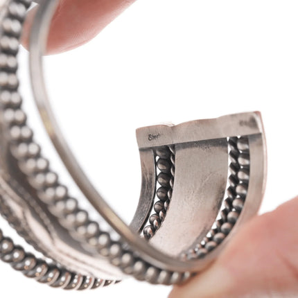 6.5" Vintage Navajo Sterling twisted wire wide cuff bracelet - Estate Fresh Austin