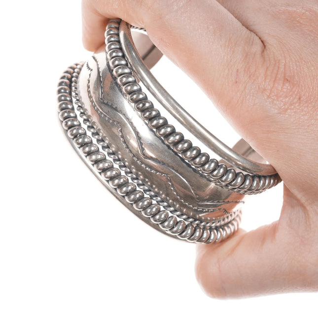 6.5" Vintage Navajo Sterling twisted wire wide cuff bracelet - Estate Fresh Austin