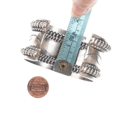 6.5" Vintage Navajo Sterling twisted wire wide cuff bracelet - Estate Fresh Austin