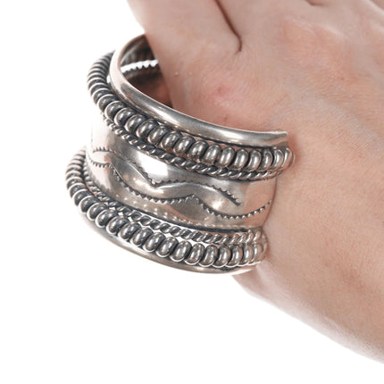 6.5" Vintage Navajo Sterling twisted wire wide cuff bracelet - Estate Fresh Austin