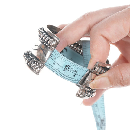 6.5" Vintage Navajo Sterling twisted wire wide cuff bracelet - Estate Fresh Austin