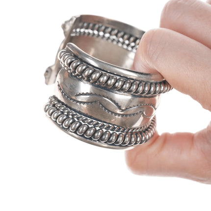 6.5" Vintage Navajo Sterling twisted wire wide cuff bracelet - Estate Fresh Austin