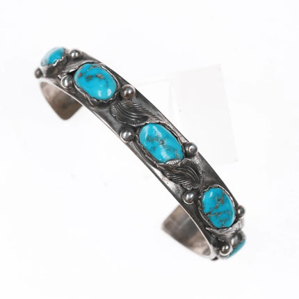 6.5" Vintage Simplicio Zuni sterling and turquoise cuff bracelet - Estate Fresh Austin