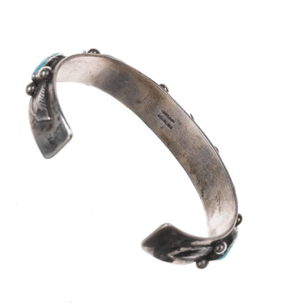 6.5" Vintage Simplicio Zuni sterling and turquoise cuff bracelet - Estate Fresh Austin