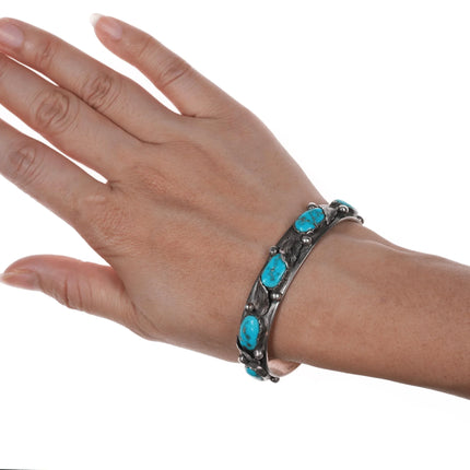 6.5" Vintage Simplicio Zuni sterling and turquoise cuff bracelet - Estate Fresh Austin