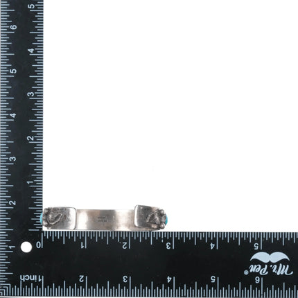 6.5" Vintage Simplicio Zuni sterling and turquoise cuff bracelet - Estate Fresh Austin