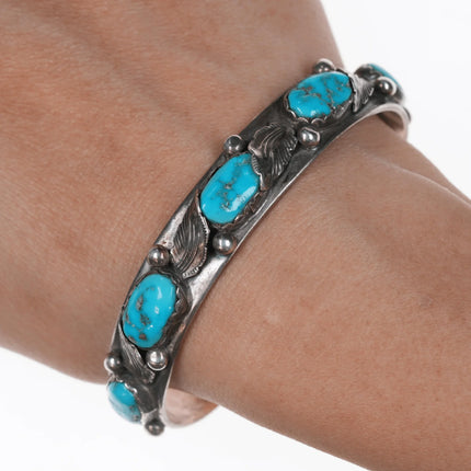 6.5" Vintage Simplicio Zuni sterling and turquoise cuff bracelet - Estate Fresh Austin