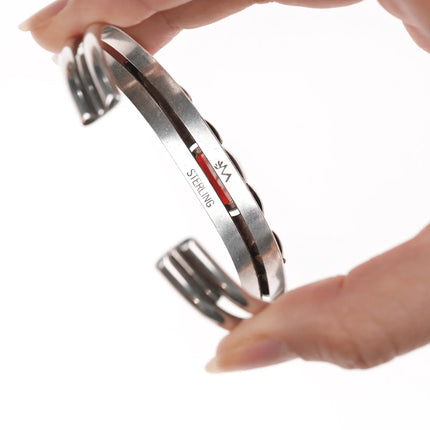 6.5" Vintage Southwestern modernist sterling and carnelian cuff bracelet - Estate Fresh Austin