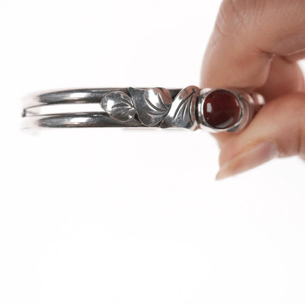 6.5" Vintage Southwestern modernist sterling and carnelian cuff bracelet - Estate Fresh Austin