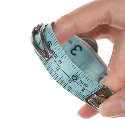 6.5" Vintage Southwestern sterling and turquoise cuff bracelet with fancy bezels - Estate Fresh Austin