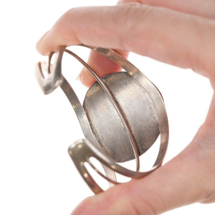 6.5" Vintage Southwestern sterling mother of pearl mosaic bracelet - Estate Fresh Austin