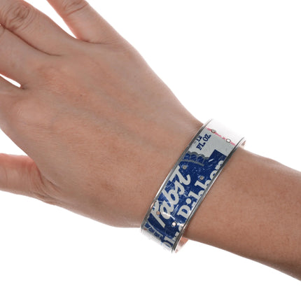 6.5" vintage sterling Beer can label cuff bracelet - Estate Fresh Austin