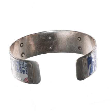 6.5" vintage sterling Beer can label cuff bracelet - Estate Fresh Austin